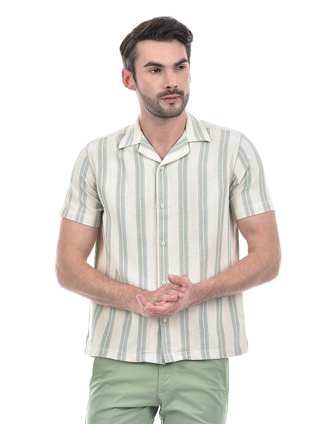 Numero Uno Men Striped Green Shirt